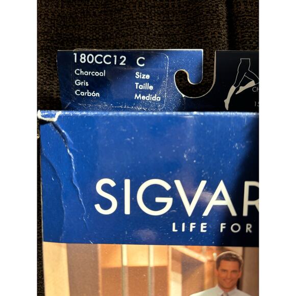 Sigvaris Life For Legs Mens Size C Charcoal Classic Ribbed Support Stockings - Picture 2 of 6